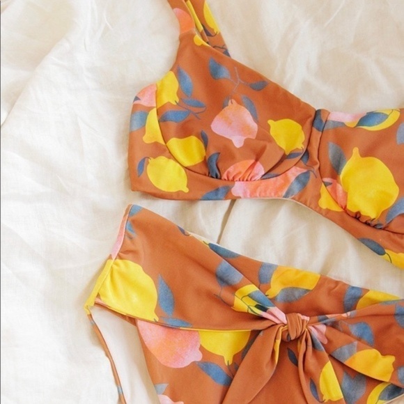 NWT Kitty & Vibe Size D Orange Pink and Yellow Underwire Lemon Swim Bikini Top - Picture 4 of 14